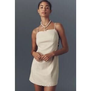 NWT By Anthropologie Smocked Linen Blend Mini Dress - Size M MSRP $148